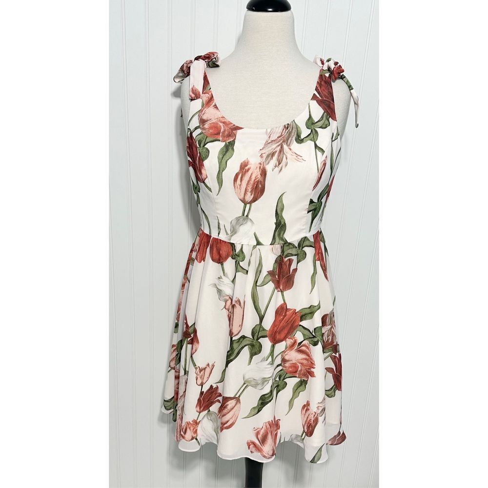 Anthropologie Paper Crown‎ Tulipa Double Tie Sleeveless Party Mini Dress Large - Picture 13 of 13